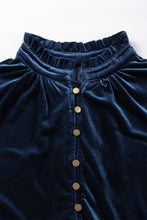 Load image into Gallery viewer, Frill Half Button Mock Neck Long Sleeve Blouse