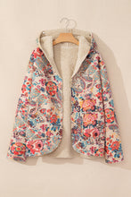 Load image into Gallery viewer, Beige Vintage Paisley Floral Printed Sherpa Lined Hooded Jacket