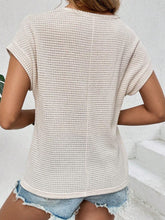 Load image into Gallery viewer, Waffle-Knit Round Neck Short Sleeve Top