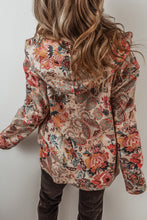 Load image into Gallery viewer, Beige Vintage Paisley Floral Printed Sherpa Lined Hooded Jacket