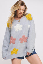 Load image into Gallery viewer, OVERSIZED LONG SLEEVE FLORAL GRAPHIC KNIT SWEATER