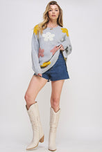 Load image into Gallery viewer, OVERSIZED LONG SLEEVE FLORAL GRAPHIC KNIT SWEATER