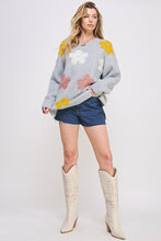 Load image into Gallery viewer, OVERSIZED LONG SLEEVE FLORAL GRAPHIC KNIT SWEATER