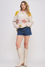 Load image into Gallery viewer, OVERSIZED LONG SLEEVE FLORAL GRAPHIC KNIT SWEATER