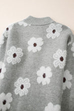 Load image into Gallery viewer, Floral Pattern Drop Shoulder Half Zip Sweater