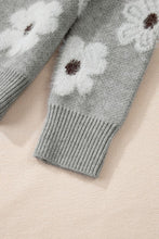 Load image into Gallery viewer, Floral Pattern Drop Shoulder Half Zip Sweater