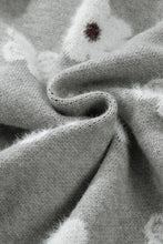 Load image into Gallery viewer, Floral Pattern Drop Shoulder Half Zip Sweater