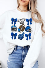 Load image into Gallery viewer, Blue Coquette Football Graphic Fleece Sweatshirts