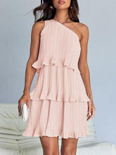 Load image into Gallery viewer, Layered Single Shoulder Mini Dress