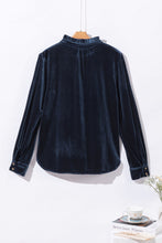 Load image into Gallery viewer, Frill Half Button Mock Neck Long Sleeve Blouse
