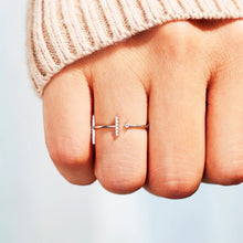 Load image into Gallery viewer, T Shape Inlaid Zircon 925 Sterling Silver Open Ring