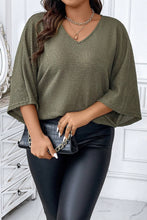 Load image into Gallery viewer, Plus Size Waffle-Knit V-Neck Blouse