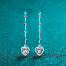 Load image into Gallery viewer, 2 Carat Moissanite Zircon 925 Sterling Silver Heart Earrings