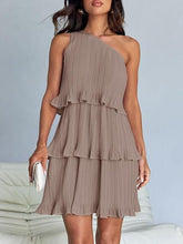 Load image into Gallery viewer, Layered Single Shoulder Mini Dress