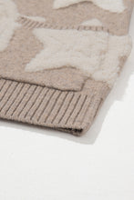 Load image into Gallery viewer, Khaki Sherpa Star Pattern Textured Sweater Cardigan with Pockets