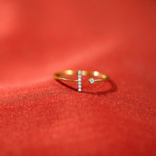 Load image into Gallery viewer, T Shape Inlaid Zircon 925 Sterling Silver Open Ring