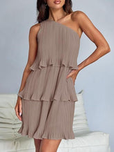 Load image into Gallery viewer, Layered Single Shoulder Mini Dress