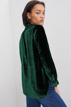 Load image into Gallery viewer, Frill Half Button Mock Neck Long Sleeve Blouse