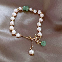 Load image into Gallery viewer, Pearl Green Stone Link Bracelet