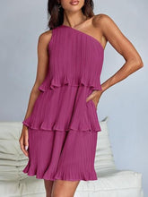Load image into Gallery viewer, Layered Single Shoulder Mini Dress