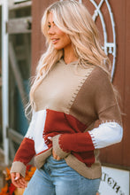 Load image into Gallery viewer, Color Block Kangaroo Pocket Hooded Sweater