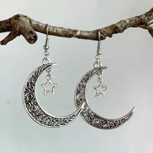 Load image into Gallery viewer, Alloy Cutout Moon Earrings