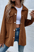Load image into Gallery viewer, Brown Textured Flap Pocket Drop Shoulder Shacket