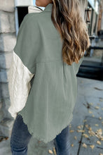 Load image into Gallery viewer, Green Cable Knit Sleeve Raw Hem Shacket