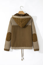 Load image into Gallery viewer, Jungle Green Quilted Textured Patchwork Loose Fit Hooded Jacket