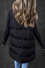 Load image into Gallery viewer, Black Windproof Longline Full Zipper Puffer Vest with Pockets