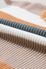 Load image into Gallery viewer, Camel Classic Round Neck Colorblock Knit Sweater