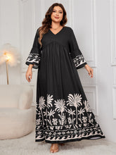 Load image into Gallery viewer, Honey Plus Size Printed V-Neck Long Sleeve Maxi Dress