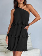Load image into Gallery viewer, Layered Single Shoulder Mini Dress