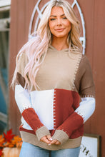 Load image into Gallery viewer, Color Block Kangaroo Pocket Hooded Sweater