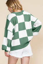 Load image into Gallery viewer, Green Checkered Bishop Sleeve Sweater