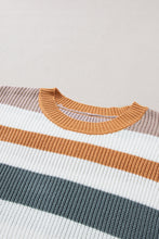 Load image into Gallery viewer, Camel Classic Round Neck Colorblock Knit Sweater