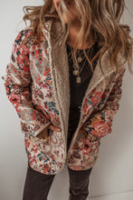 Load image into Gallery viewer, Beige Vintage Paisley Floral Printed Sherpa Lined Hooded Jacket