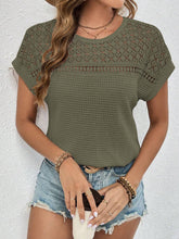 Load image into Gallery viewer, Waffle-Knit Round Neck Short Sleeve Top