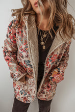 Load image into Gallery viewer, Beige Vintage Paisley Floral Printed Sherpa Lined Hooded Jacket