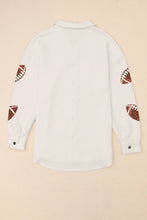 Load image into Gallery viewer, Beige Bubble Gum Texture Sequined Rugby Football Shacket