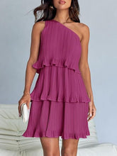 Load image into Gallery viewer, Layered Single Shoulder Mini Dress