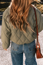 Load image into Gallery viewer, Jungle Green Teddy Collar Flap Pockets Quilted Puffer Jacket