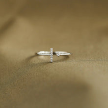 Load image into Gallery viewer, T Shape Inlaid Zircon 925 Sterling Silver Open Ring