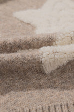 Load image into Gallery viewer, Khaki Sherpa Star Pattern Textured Sweater Cardigan with Pockets