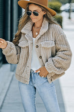 Load image into Gallery viewer, Khaki Solid Color Plush Fleece Button up Jacket