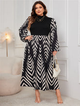 Load image into Gallery viewer, Honey Plus Size Printed Mock Neck Long Sleeve Midi Dress
