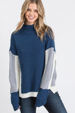 Load image into Gallery viewer, KNIT COLOR BLOCK SWEATER WITH SIDE PANELS
