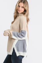 Load image into Gallery viewer, KNIT COLOR BLOCK SWEATER WITH SIDE PANELS
