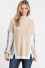 Load image into Gallery viewer, KNIT COLOR BLOCK SWEATER WITH SIDE PANELS
