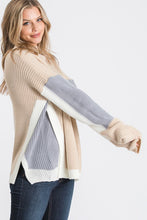 Load image into Gallery viewer, KNIT COLOR BLOCK SWEATER WITH SIDE PANELS
